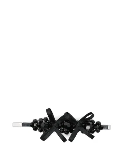 Simone Rocha Crystal-embellished Bow Hair Clip In Black