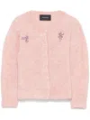 Simone Rocha Pink Cropped Alpaca Knit Cardigan In Pink