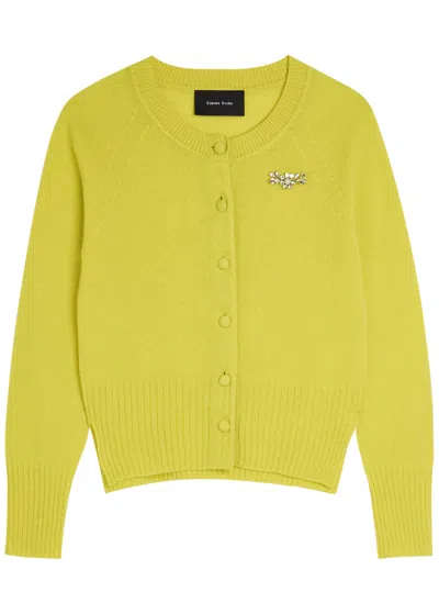 Simone Rocha Crystal-embellished Cashmere Cardigan In Yellow