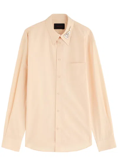 Simone Rocha Crystal-embellished Cotton Shirt In Nude