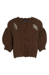 Simone Rocha Embellished Wool-blend Cardigan In Chocolate/clear
