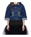 Simone Rocha Crystal-embellished Denim Jacket In Blue