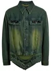 Simone Rocha Crystal-embellished Denim Jacket In Green