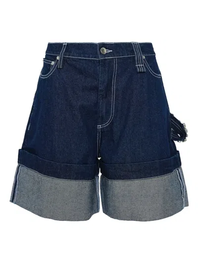 Simone Rocha Crystal-embellished Denim Shorts In Blue
