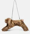 Simone Rocha Crystal-embellished Faux Fur Clutch In Brown