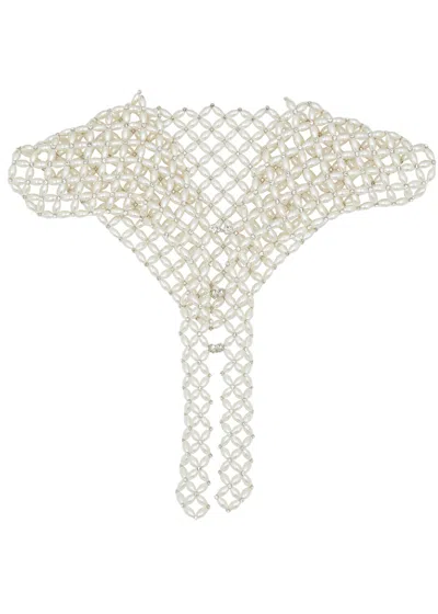 Simone Rocha Crystal-embellished Faux Pearl Scarf In White