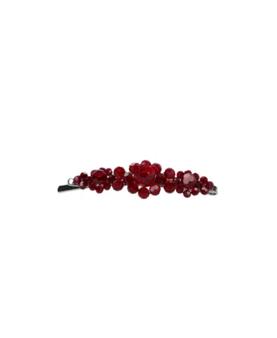 Simone Rocha Crystal-embellished Flower Hair Clip In Red