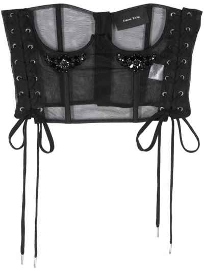 SIMONE ROCHA CRYSTAL-EMBELLISHED LACE-UP CORSET