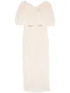 Simone Rocha Embellished Ruched Mesh Midi Dress In Nude
