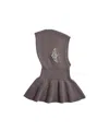 Simone Rocha Crystal-embellished Pointed Balaclava In Gray