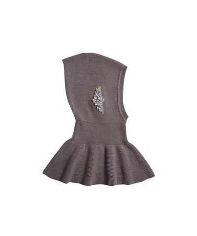 Simone Rocha Crystal-embellished Pointed Balaclava In Gray