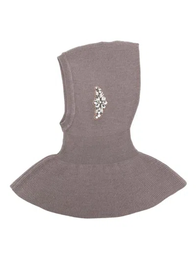 Simone Rocha Crystal-embellished Pointed Balaclava In Neutrals