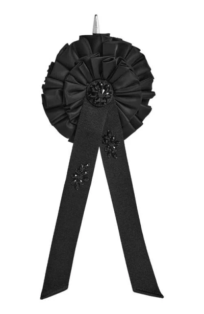 Simone Rocha Crystal Embellished Ribbon Rosette Coin Purse Bag Charm In Black/jet