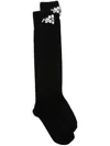 Simone Rocha Black Flower Crystal Emblem Knee High Socks In 黑色