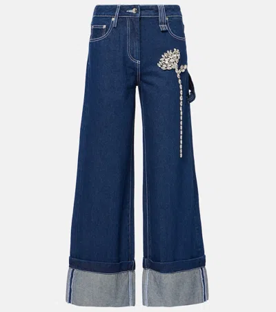 Simone Rocha Crystal-embellished Straight Jeans In Blau