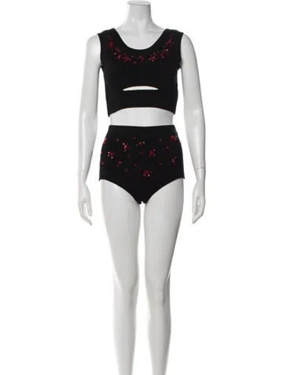Pre-owned Simone Rocha Crystal Embellishments Set In Black