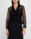 Simone Rocha Crystal Fitted Sheer Bustier Jacket In Black Jet