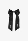 Simone Rocha Crystal Flower Bow Barrette In Black