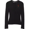 Simone Rocha Crystal Flower Fitted Sheer Mesh Ballet Top In Black/black/red Multi