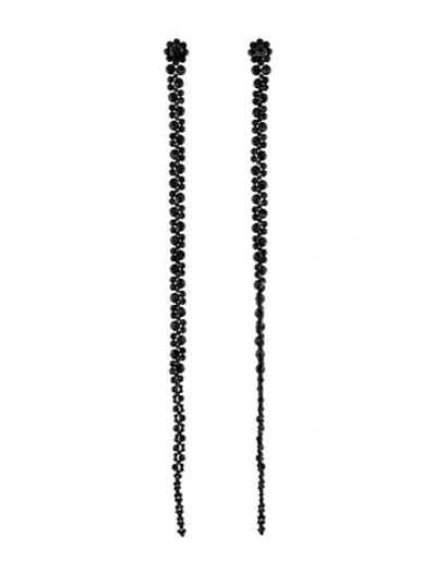 Pre-owned Simone Rocha Crystal Long Drop Earrings In Black