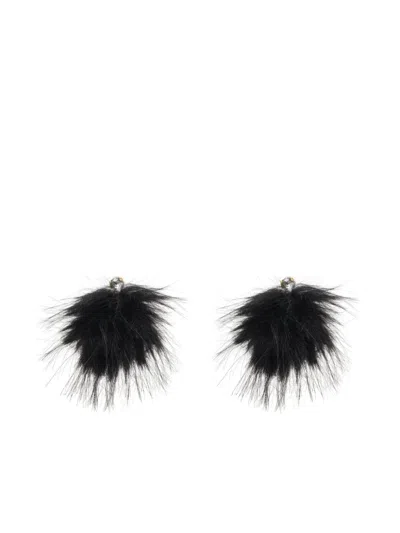 Simone Rocha Crystal Pompom Earrings In Silver