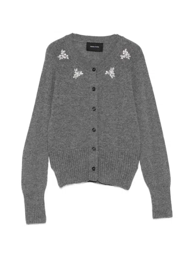 Simone Rocha Crystal-embellished Cashmere Cardigan In Gray