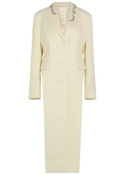 Simone Rocha Crystal-embellished Cut-out Woven Tailcoat In Neutral