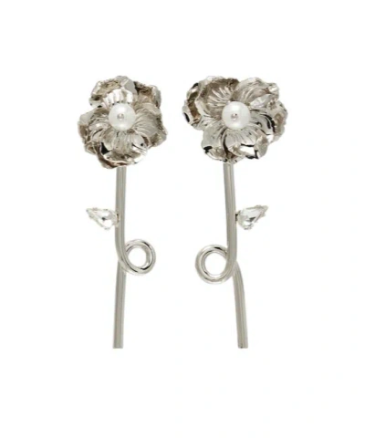 Simone Rocha Crystal-embellished Faux Pearl Earrings In Metallic