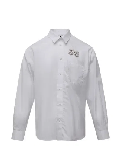 Simone Rocha Crystal-embellished Poplin Shirt In White