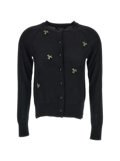 Simone Rocha Crystal-embellished Raglan-sleeve Cardigan In Black