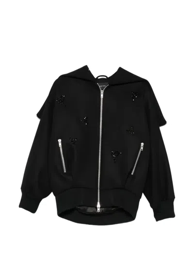 Simone Rocha Crystal-embellished Sailor-collar Jacket In Black