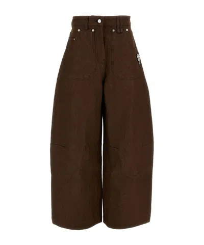 Simone Rocha Curved-leg Utility Jeans In Brown