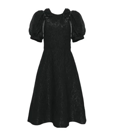 Simone Rocha Cut-out Crinkled Midi Dress In Black