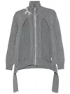 Simone Rocha Gray Zip Up Cut Out Window Cardigan In Grey