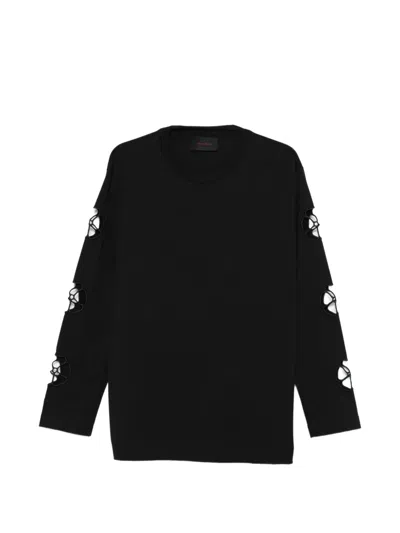 Simone Rocha Cut-out Long-sleeve T-shirt In Black