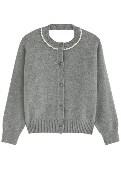 Simone Rocha Cut-out Stretch-wool Cardigan In Grey