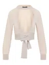 Simone Rocha Cropped Jumper Featuring Cut-out Window In Neutrals