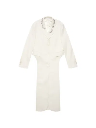 Simone Rocha Cutout Embellished Coat In Neutral