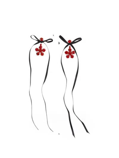 Simone Rocha Daisy Bow Earrings In Black