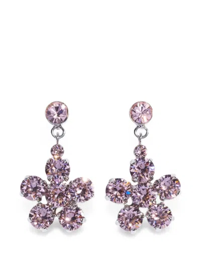 Simone Rocha Daisy Crystal-embellished Drop Earrings In Purple