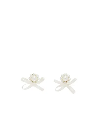 Simone Rocha Daisy Embellished Earrings In Silver