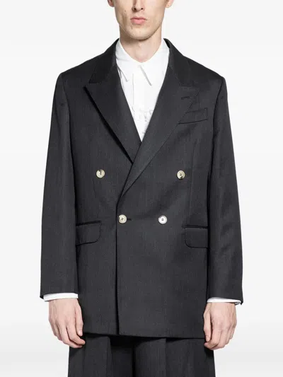 Simone Rocha Daisy-embroidered Double-breasted Blazer In Black