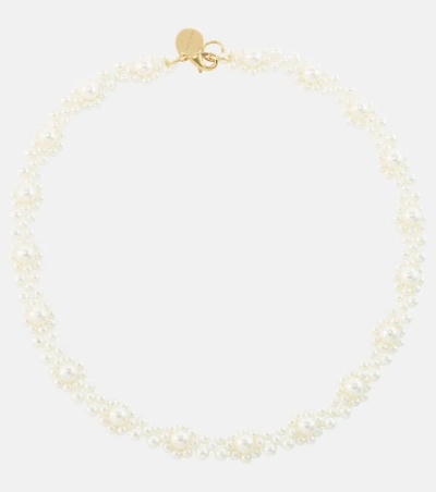 Simone Rocha Daisy Faux Pearl Necklace In White