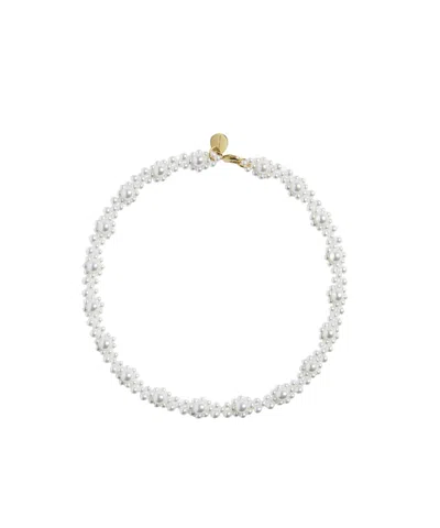 Simone Rocha White Crystal Daisy Chain Necklace In Pearl