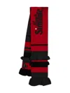 Simone Rocha Daisy Ruffled Striped Scarf In Red