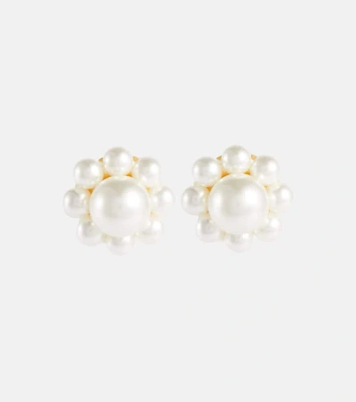 Simone Rocha Daisy Stud Earrings In Pearl