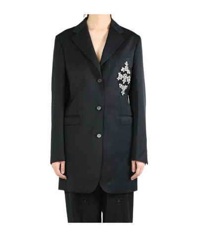Simone Rocha Decorated Long Suit Coat In Black