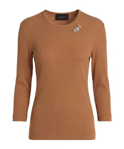 Simone Rocha Decorative Crew Neck T-shirt In Brown