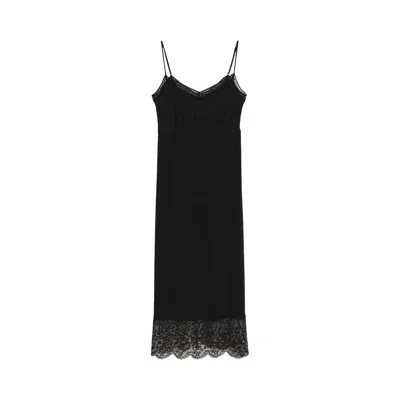 Pre-owned Simone Rocha Deep Lace Trim Slip Dress 'black' | Women's Size 6