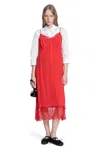 Simone Rocha Lace-trim Crepe De Chine Midi Slip Dress In Red